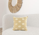 20" X 20" Yellow And White 100% Cotton Zippered Pillow