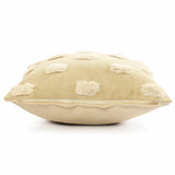 20" X 20" Cream And White 100% Cotton Zippered Pillow