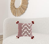 20" X 20" Cream And White 100% Cotton Zippered Pillow