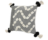 20" X 20" Black Gray And Cream 100% Cotton Geometric Zippered Pillow