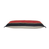 14" X 36" Red Navy And Tan 100% Cotton Striped Zippered Pillow