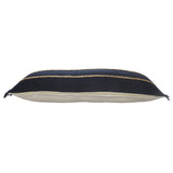 14" X 36" Navy And Tan 100% Cotton Zippered Pillow