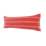 14" X 36" Red And Tan 100% Cotton Zippered Pillow