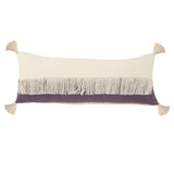 14" X 36" Purple And Off-White 100% Cotton Zippered Pillow