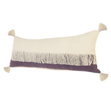 14" X 36" Purple And Off-White 100% Cotton Zippered Pillow