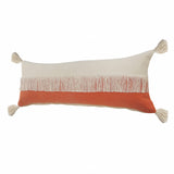 14" X 36" Orange And Off-White 100% Cotton Zippered Pillow