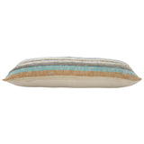 14" X 36" Orange Turquoise Gray Blue And White 100% Cotton Striped Zippered Pillow