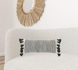 16" X 24" Off-White And Navy 100% Cotton Abstract Zippered Pillow