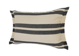 16" X 24" Gray And White 100% Cotton Striped Zippered Pillow