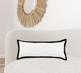 14" X 36" Black And White 100% Cotton Geometric Zippered Pillow