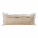 14" X 36" Beige And White 100% Cotton Geometric Zippered Pillow