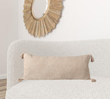 14" X 36" Beige 100% Cotton Zippered Pillow