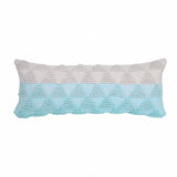 14" X 36" Light Blue And Off-White 100% Cotton Geometric Zippered Pillow