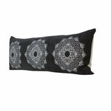 14" X 36" Black And Off-White 100% Cotton Geometric Zippered Pillow