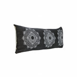 14" X 36" Jet Black And White 100% Cotton Geometric Zippered Pillow