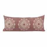 14" X 36" Dusty Rose And White 100% Cotton Geometric Zippered Pillow