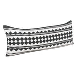 14" X 36" Black And White 100% Cotton Geometric Zippered Pillow