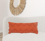 14" X 36" Orange 100% Cotton Zippered Pillow