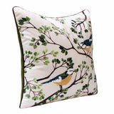 20" X 20" Green Blue And Off-White Bird Polyester Animal Print Zippered Pillow