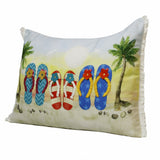 14" X 20" Blue Red Green And Off-White Polyester Tropical Zippered Pillow