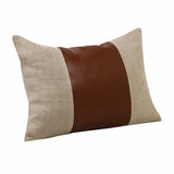 14" X 20" Tan And Brown Linen Striped Zippered Pillow