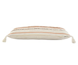 14" X 36" Brown And Off-White 100% Cotton Striped Zippered Pillow