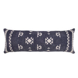 14" X 36" Navy And White 100% Cotton Geometric Zippered Pillow