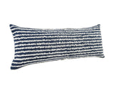 14" X 36" Ensign Blue And Cream 100% Cotton Striped Zippered Pillow