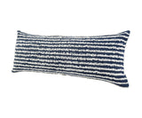 14" X 36" Ensign Blue And Cream 100% Cotton Striped Zippered Pillow