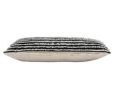 14" X 36" Black And Cream 100% Cotton Striped Zippered Pillow