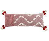 14" X 36" Heute Red And Cream 100% Cotton Geometric Zippered Pillow