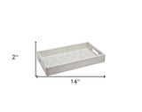 16" White Rectangular Marble Serving Tray With Handles