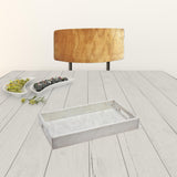 14" White Rectangular Marble Serving Tray With Handles