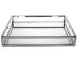 14" White and Silver Square Metal Serving Tray