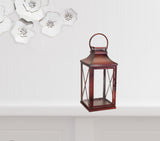 Set Of Two Red Flameless Floor Lantern Candle Holder