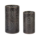 Set of Four Black Metal Ornate Tabletop Votive Candle Holders