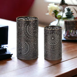 Set of Four Black Metal Ornate Tabletop Votive Candle Holders