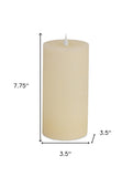 8" Beige Flameless Pillar Candle