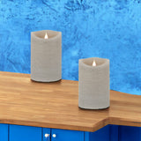 Set of Two Gray Flameless Pillar Candle