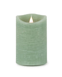 Set of Two Green Flameless Pillar Candle