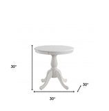 30" White Round Turned Pedestal Base Wood Dining Table