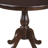 36" Espresso Brown Round Turned Pedestal Base Wood Dining Table