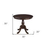 36" Espresso Brown Round Turned Pedestal Base Wood Dining Table