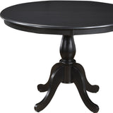 42" Antique Black Round Turned Pedestal Base Wood Dining Table