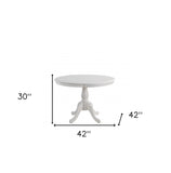 42" White Round Turned Pedestal Base Wood Dining Table