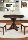 48" Espresso Brown Round X Pedestal Base Wood Dining Table