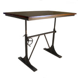 30" Brown and Black Solid Wood and Iron Trestle Base Dining Table