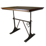 30" Brown and Black Solid Wood and Iron Trestle Base Dining Table