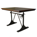 30" Brown and Black Solid Wood and Iron Trestle Base Dining Table