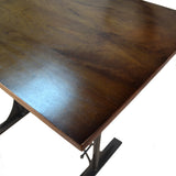 30" Brown and Black Solid Wood and Iron Trestle Base Dining Table